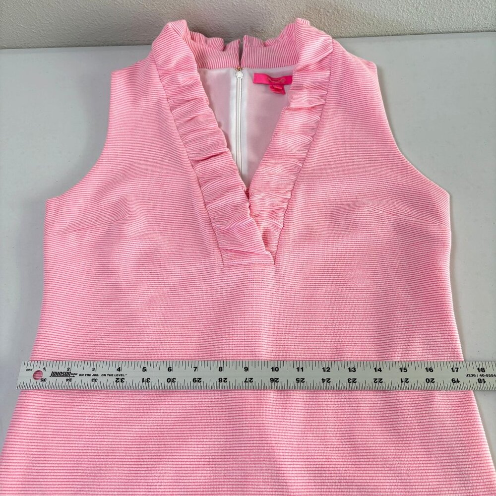 Lilly Pulitzer Tisbury Sleeveless Shift Dress Size L Pink Stripe V Neck Preppy - Picture 7 of 10